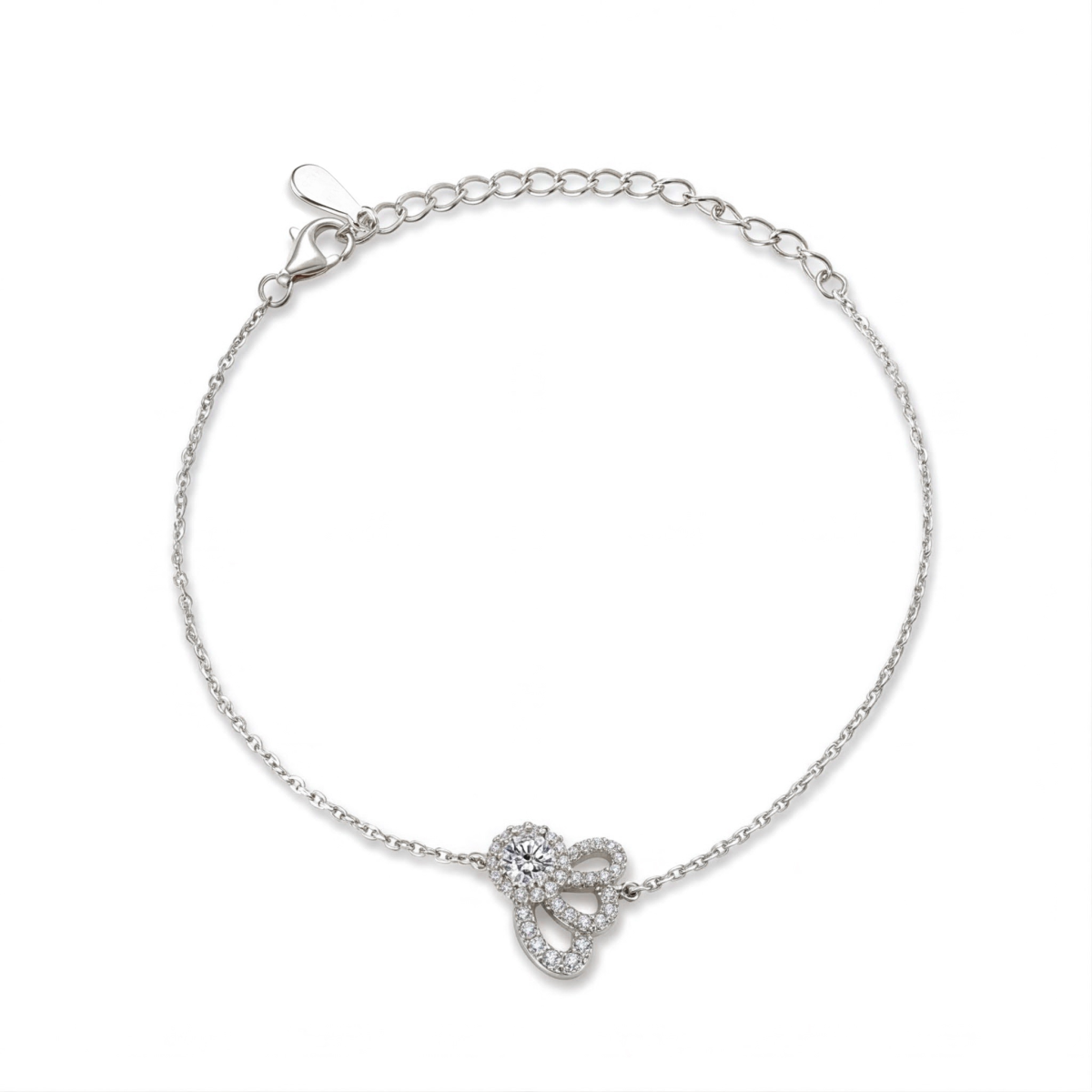 Ornella - Floral Halo Moissanite Armband Met Verstelbare Schakelketting