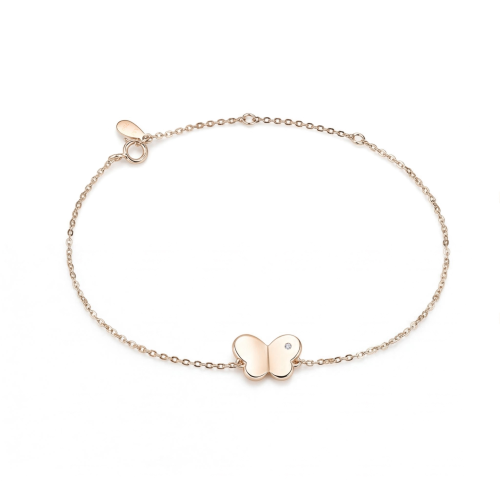 Papillon - moissanite armband met charm in vlindervorm en verstelbare ketting