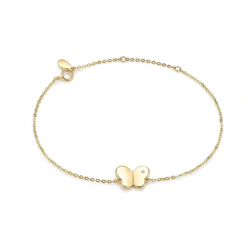 Papillon - moissanite armband met charm in vlindervorm en verstelbare ketting