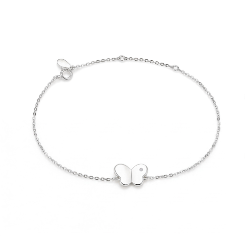 Papillon - Moissanite Vlinderbedelarmband Met Verstelbare Schakelketting