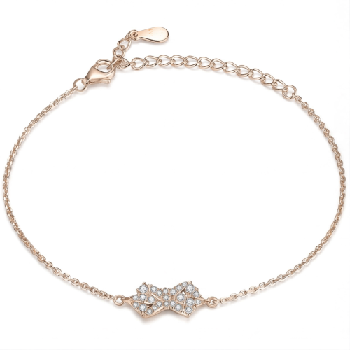Gleamique - moissanite armband met strikmotief en verstelbare ketting