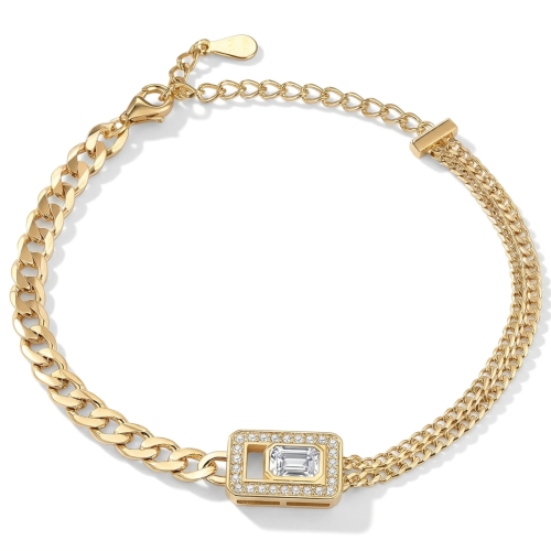 Verdura - emerald cut moissanite armband met halo-ontwerp