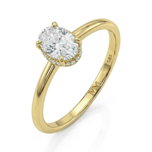 Ovalisse - ovale moissanite ring met cirkelvormige hidden halo