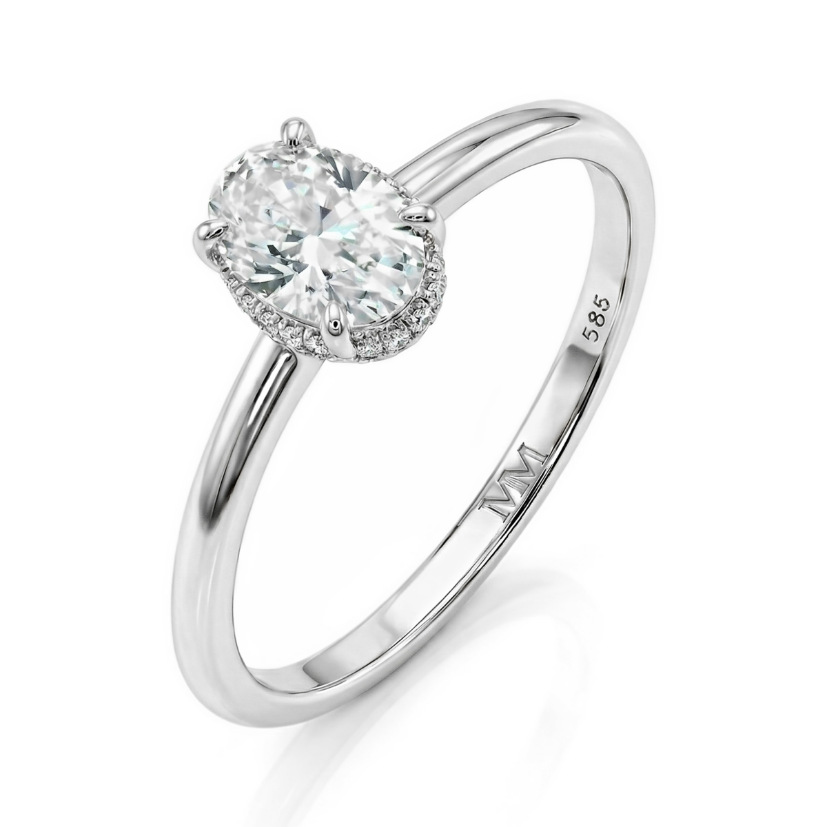 Ovalisse - Ovaal Geslepen Moissanite Ring Met Circle Hidden Halo