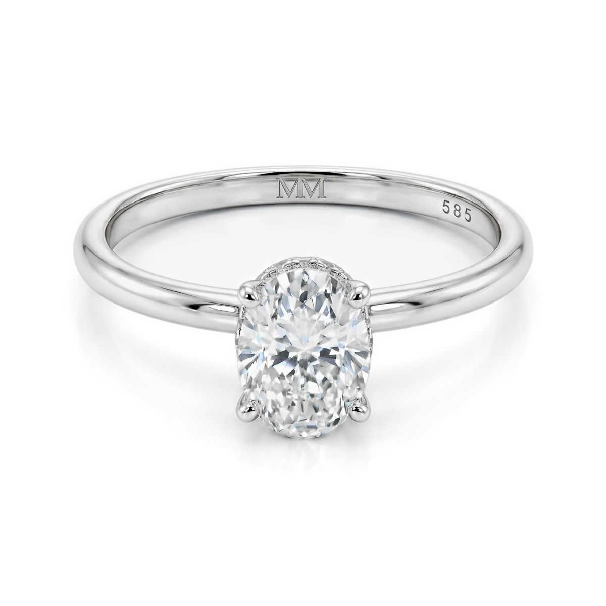 Ovalisse - Ovaal Geslepen Moissanite Ring Met Circle Hidden Halo