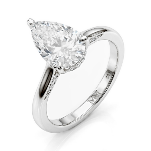 Poirine - Peer Geslepen Moissanite Ring Met Hidden Halo En Pavé Accentstenen