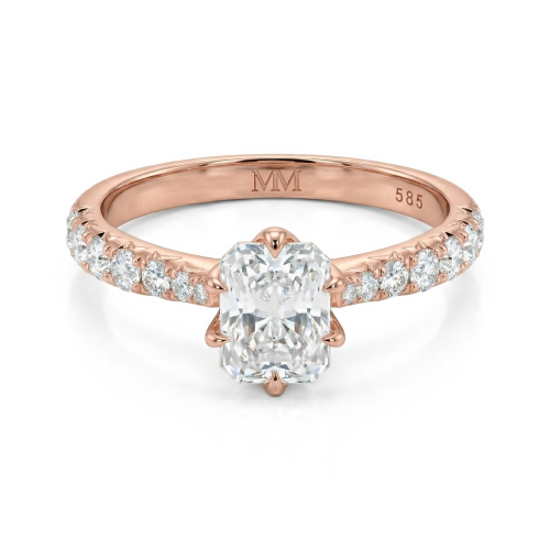Lumiere - Radiant Geslepen Moissanite Ring Met Pavé-Gezette Stenen
