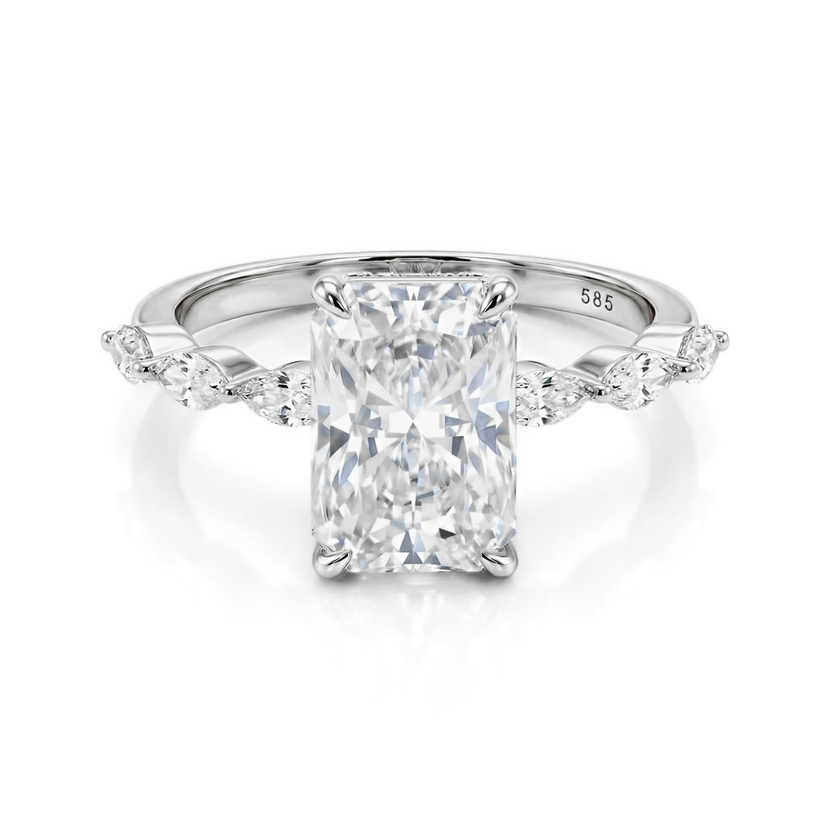 Luminaire - Radiant Geslepen Moissanite Ring Met Marquise Zijstenen en Hidden Halo