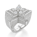 Zenith - Heren Peer Geslepen Moissanite Ster Ring Met Pavé Zetting