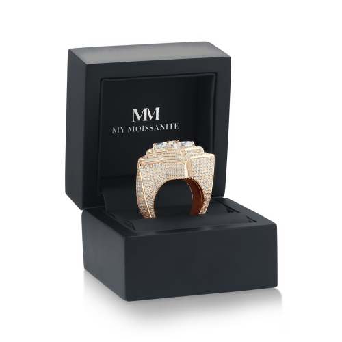 Zenith - Heren Peer Geslepen Moissanite Ster Ring Met Pavé Zetting