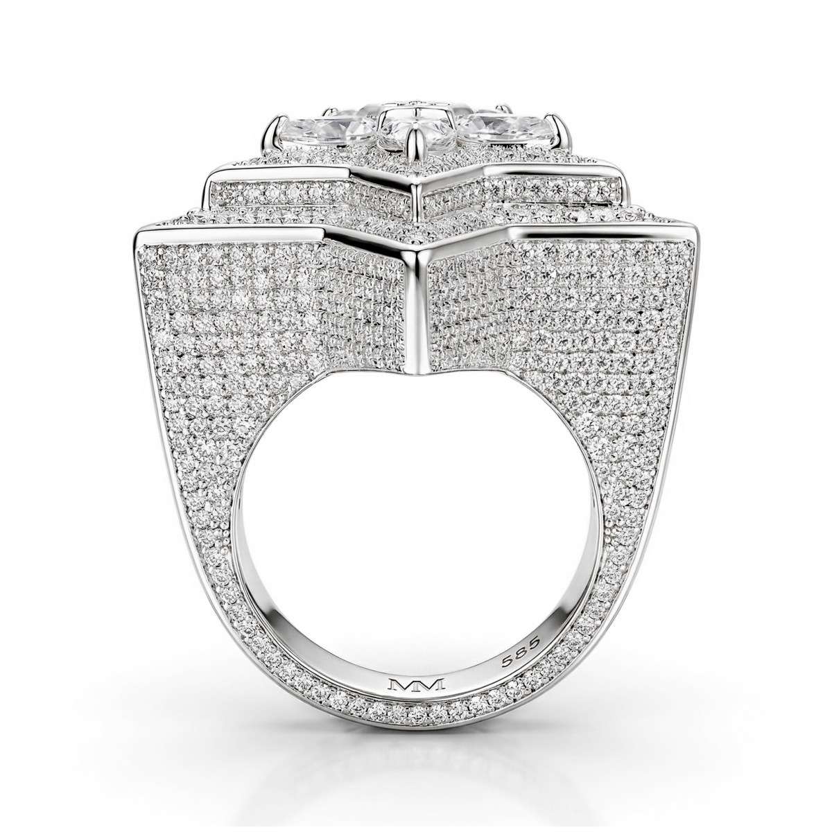 Zenith - Heren Peer Geslepen Moissanite Ster Ring Met Pavé Zetting