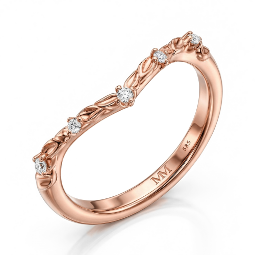 Vinea - Natuur-Geïnspireerde Moissanite Trouwring Met Blad- En Rankmotieven