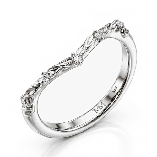 Vinea - op de natuur geïnspireerde moissanite trouwring met blad- en rankmotieven Vinea - op de natuur geïnspireerde moissanite trouwring met blad- en rankmotieven