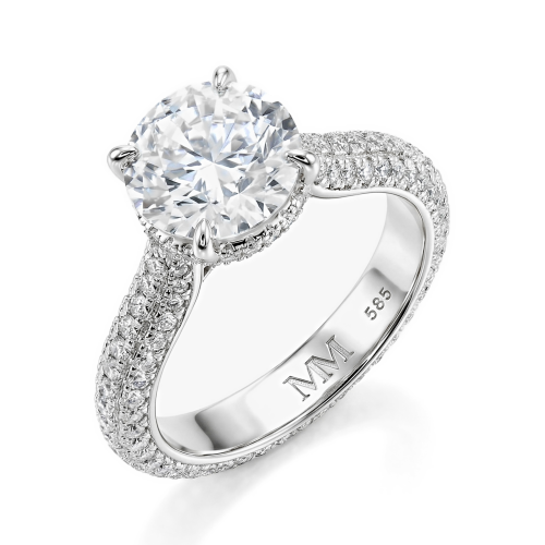 Cassiane - moissanite verlovingsring met pavégezette accentstenen