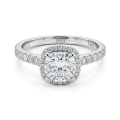 Candesce - Cushion Cut Moissanite Halo Verlovingsring Met Geaccentueerde Band