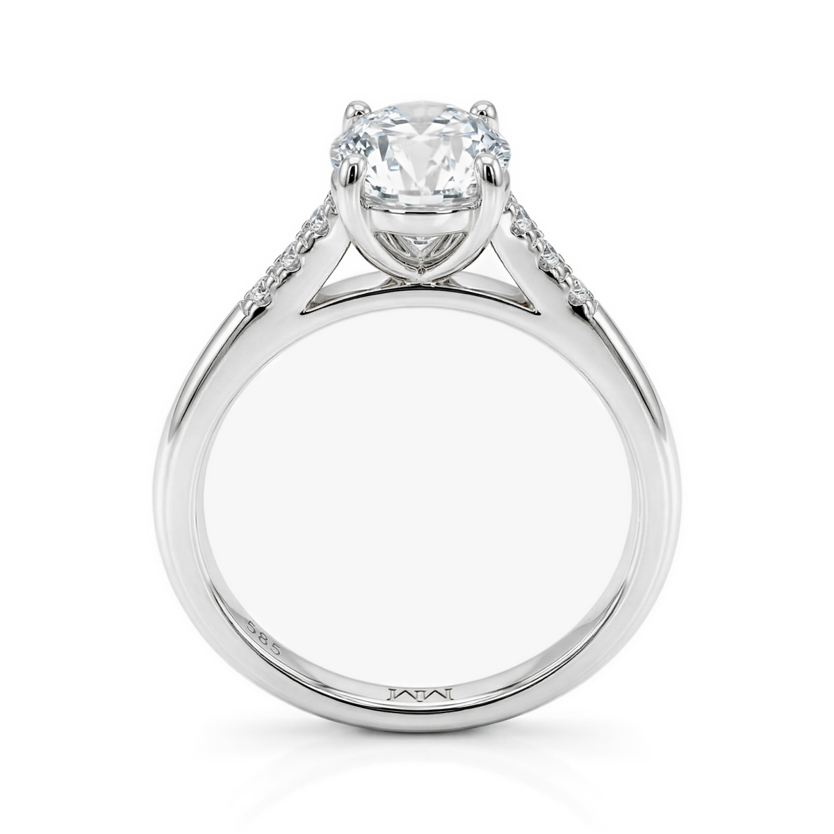 Mirage - Ovaal Geslepen Moissanite Verlovingsring Met Pavé Zijstenen
