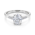 Mirage - Ovaal Geslepen Moissanite Verlovingsring Met Pavé Zijstenen
