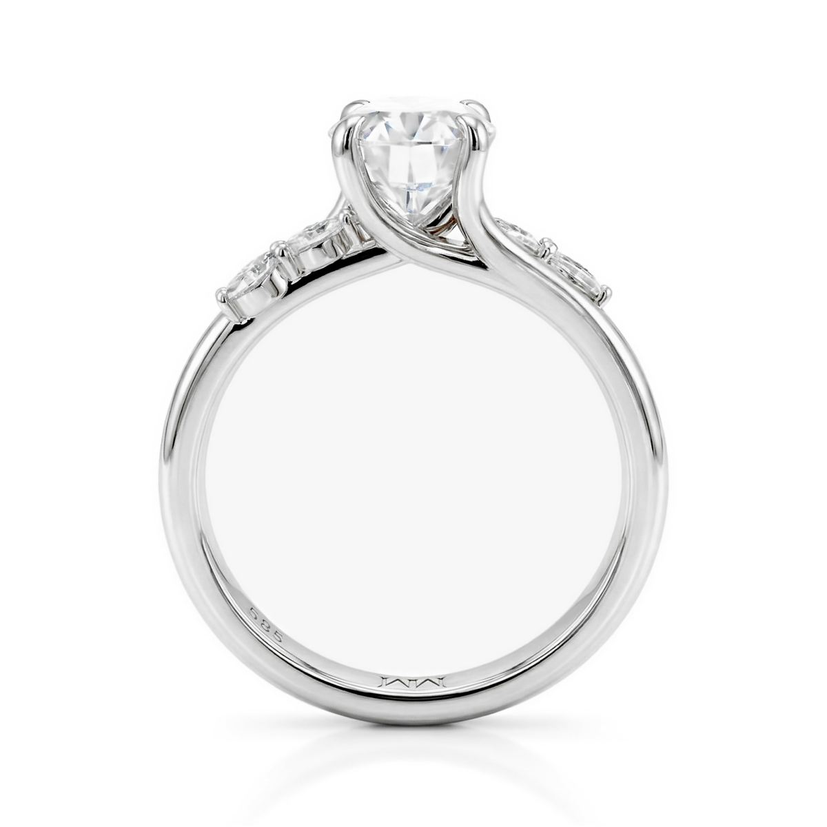 Viviette - Ovaal Geslepen Moissanite Verlovingsring met Marquise Accenten