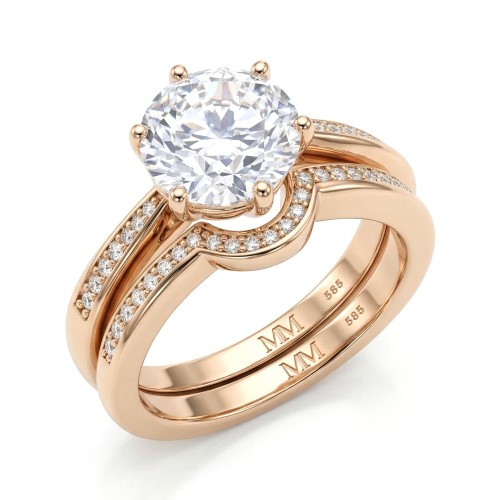 Vespera - Moissanite Bruidsset Met Pavé Accent en Split-Shank
