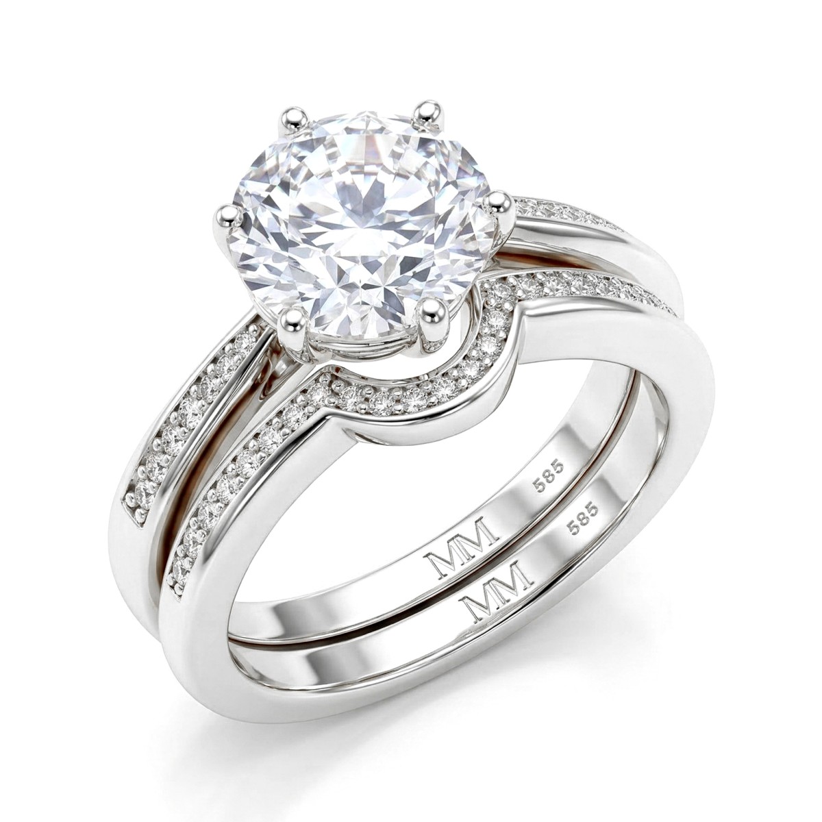 Vespera - Moissanite Bruidsset Met Pavé Accent en Split-Shank