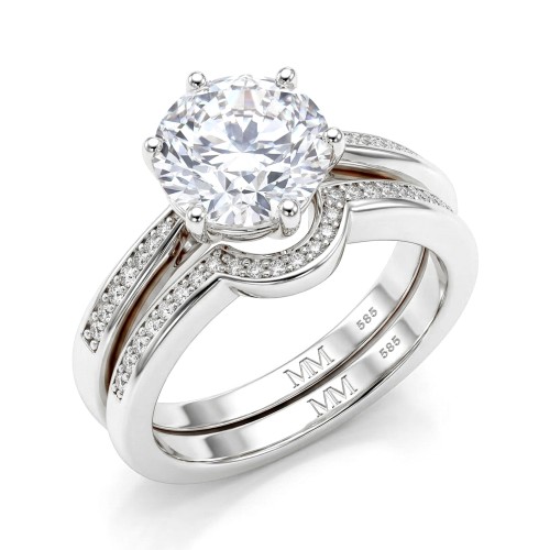 Vespera - Moissanite Bruidsset Met Pavé Accent en Split-Shank