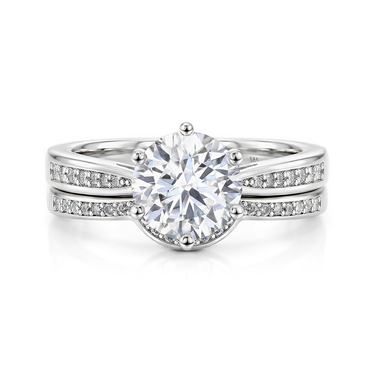 Vespera - Moissanite Bruidsset Met Pavé Accent en Split-Shank