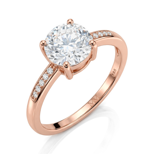 Ophelia - Moissanite Verlovingsring Met Pavé Gezette Zijstenen