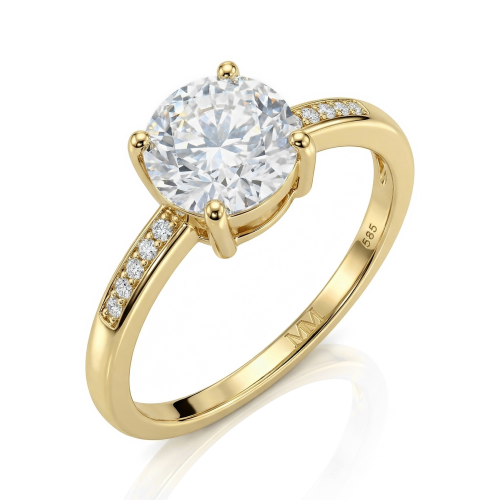 Ophelia - moissanite verlovingsring met pavé zijstenen