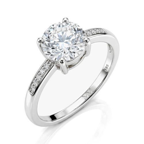 Ophelia - Moissanite Verlovingsring Met Pavé Gezette Zijstenen