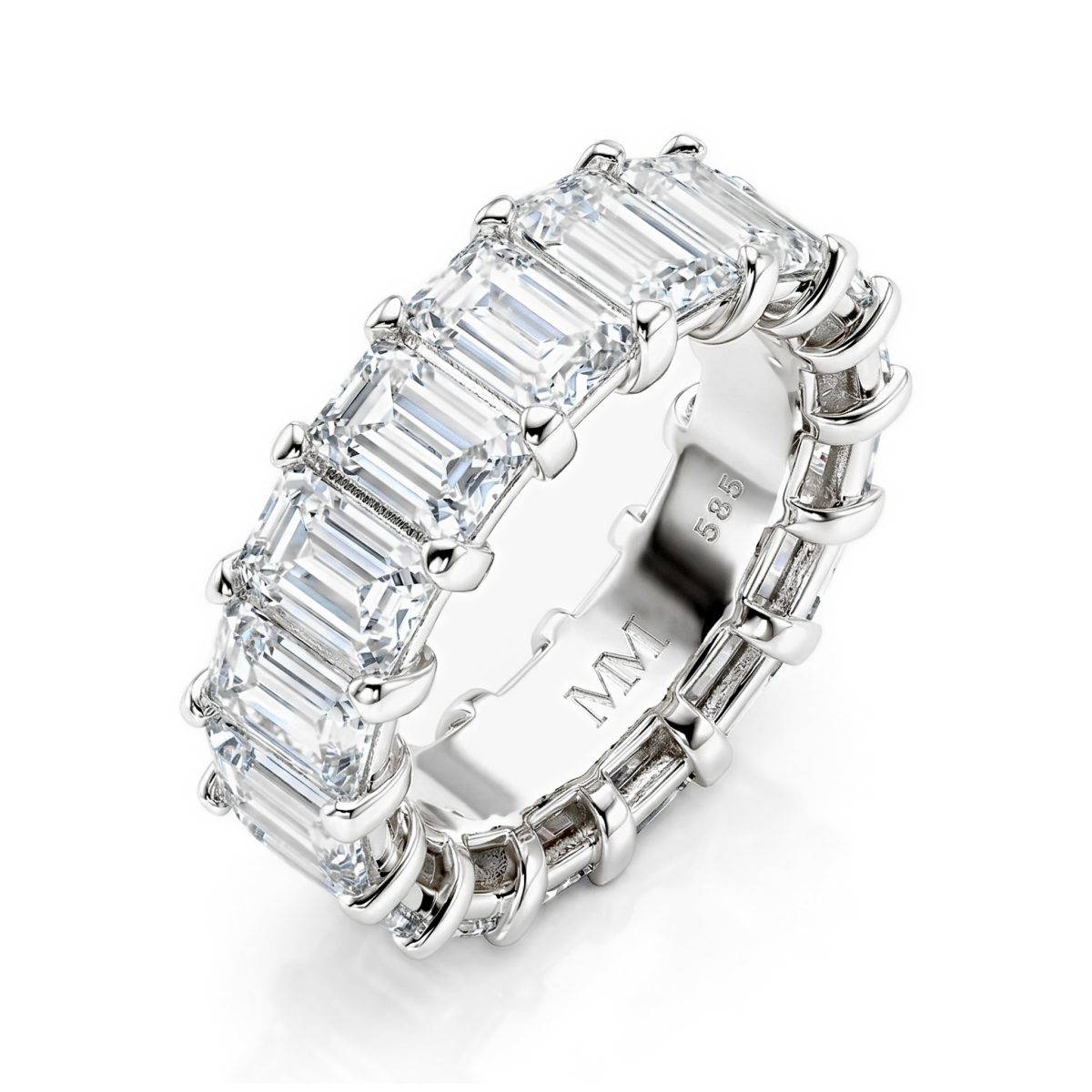 Eterna - Smaragd Geslepen Moissanite Eternity Ring