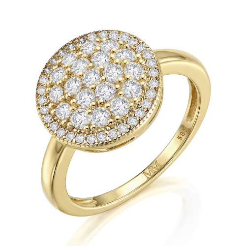 Cirilla - moissanite clusterring in een pavézetting