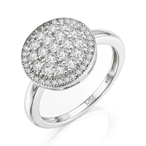 Cirilla - moissanite clusterring in een pavézetting