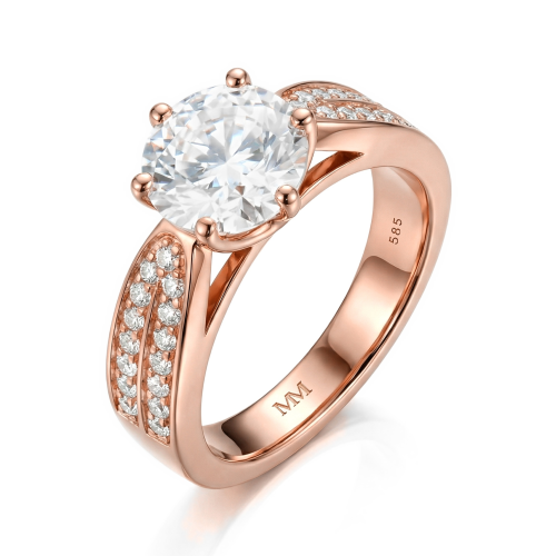 Sylphie – Moissanite Verlovingsring met Dubbele Zijstenen