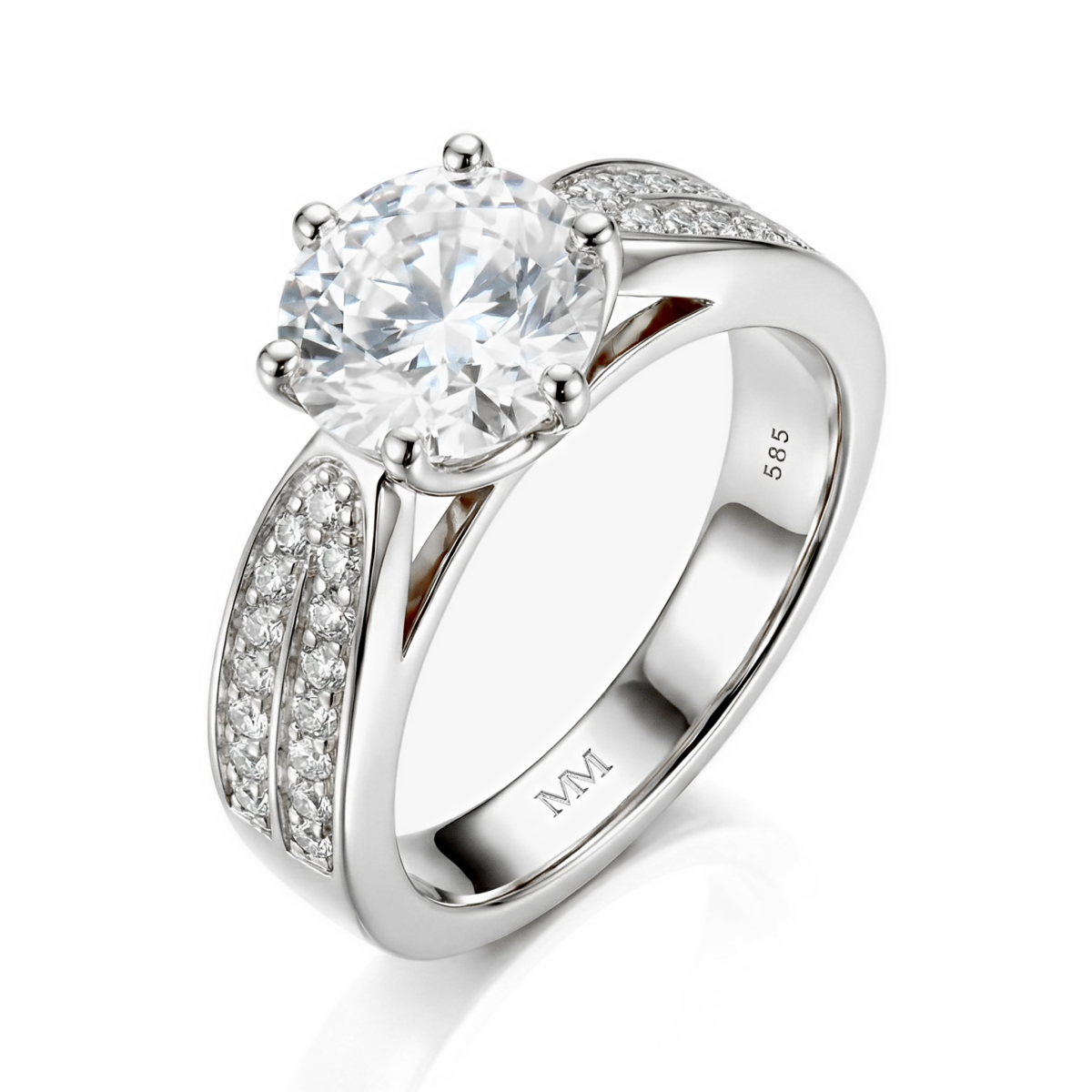 Sylphie - Moissanite Verlovingsring Met Dubbele Zijstenen
