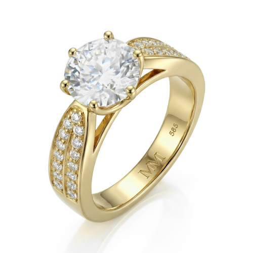 Sylphie – moissanite verlovingsring met dubbele zijstenen