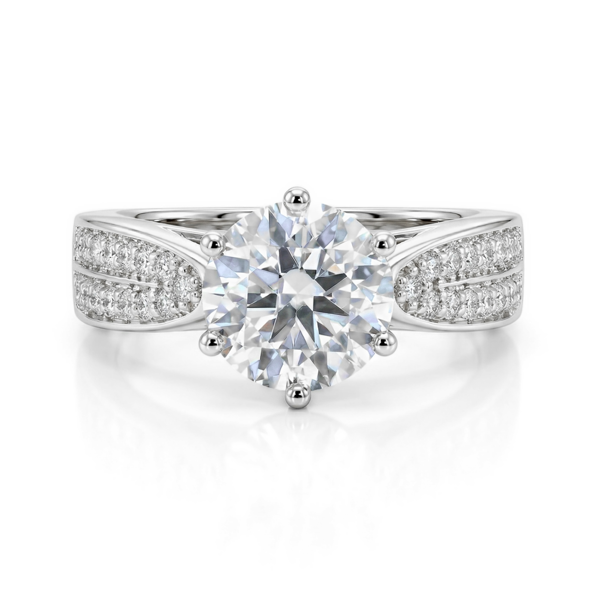 Sylphie - Moissanite Verlovingsring Met Dubbele Zijstenen