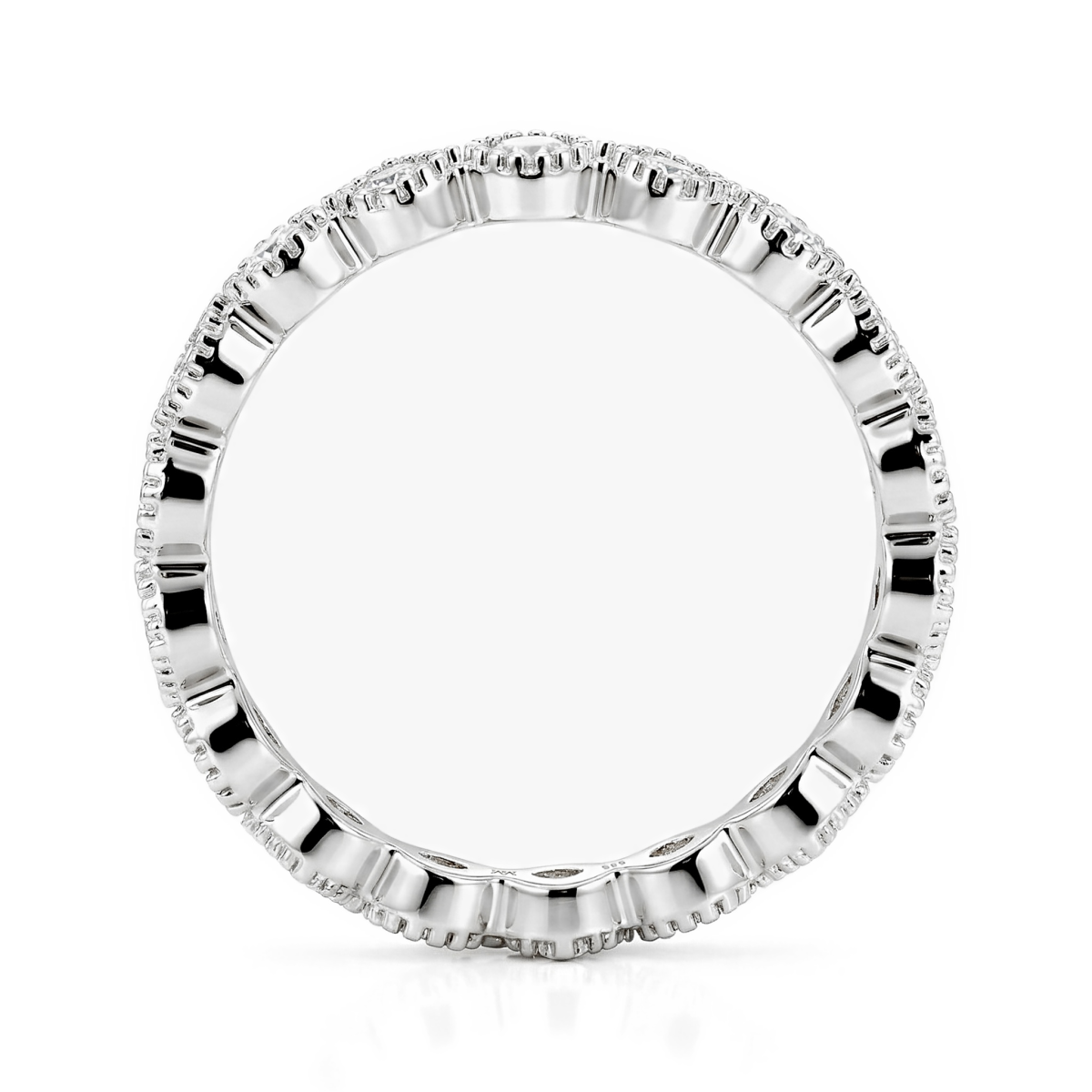 Verona - Vierkante En Ronde Moissanite Eternity Ring Met Milgrain Details