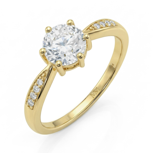 Stellar - moissanite verlovingsring met pavé zijstenen