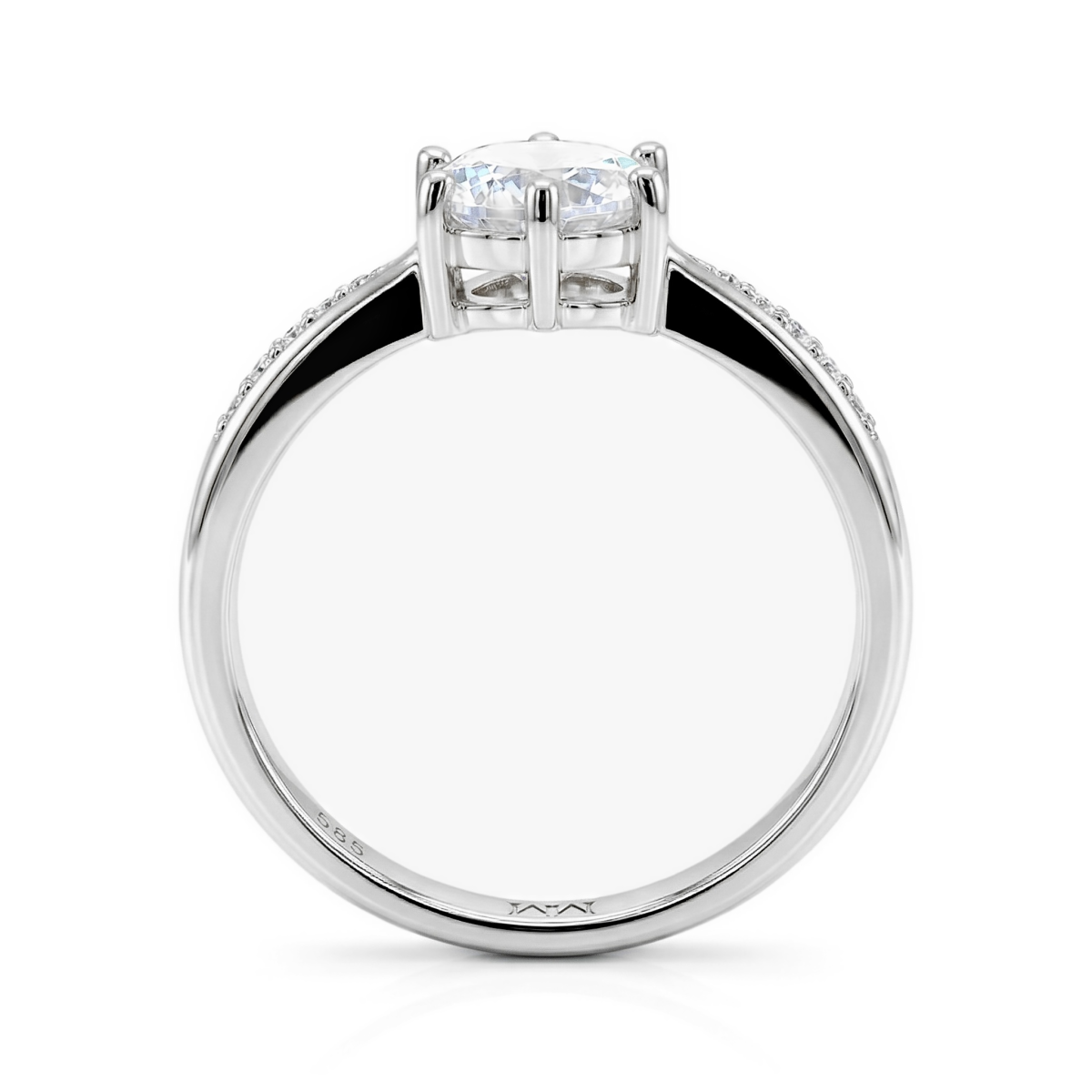 Stellar - Moissanite Verlovingsring Met Pavé-Zet Zijstenen En Split-Shank