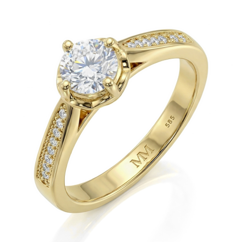 Celeste - moissanite verlovingsring met pavé zijstenen