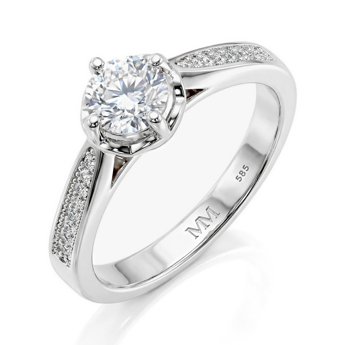 Celeste - Moissanite Verlovingsring Met Pavé Zijstenen