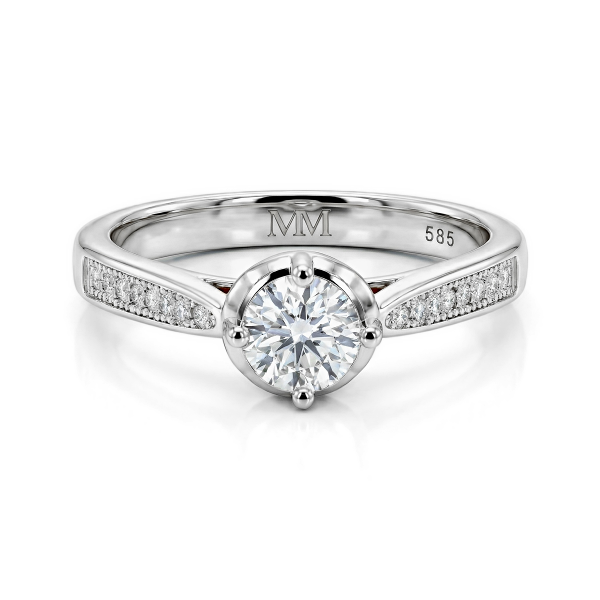 Celeste - Moissanite Verlovingsring Met Pavé Zijstenen