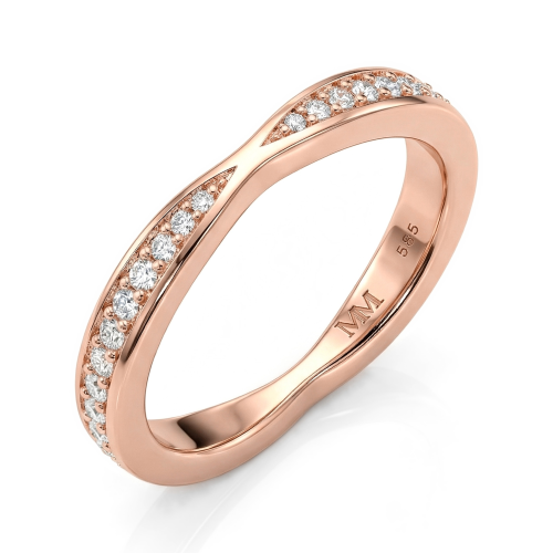 Aria - Gebogen Moissanite Wedding Band Met Pavé Zetting