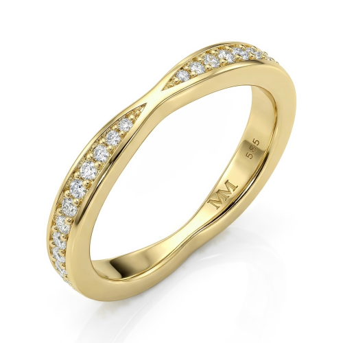 Aria - Gebogen Moissanite Wedding Band Met Pavé Zetting
