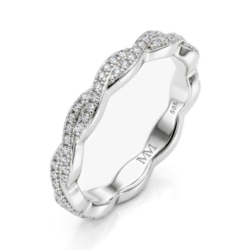 Seraph - moissanite eternity ring met gedraaid pavé-ontwerp