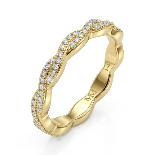 Seraph - moissanite eternity ring met gedraaid pavé-ontwerp