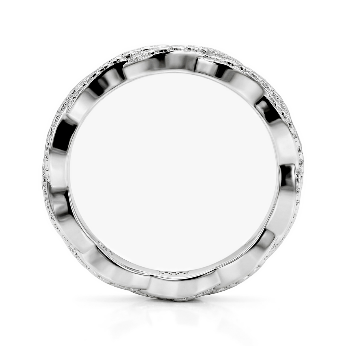 Seraph - moissanite eternity ring met gedraaid pavé-ontwerp