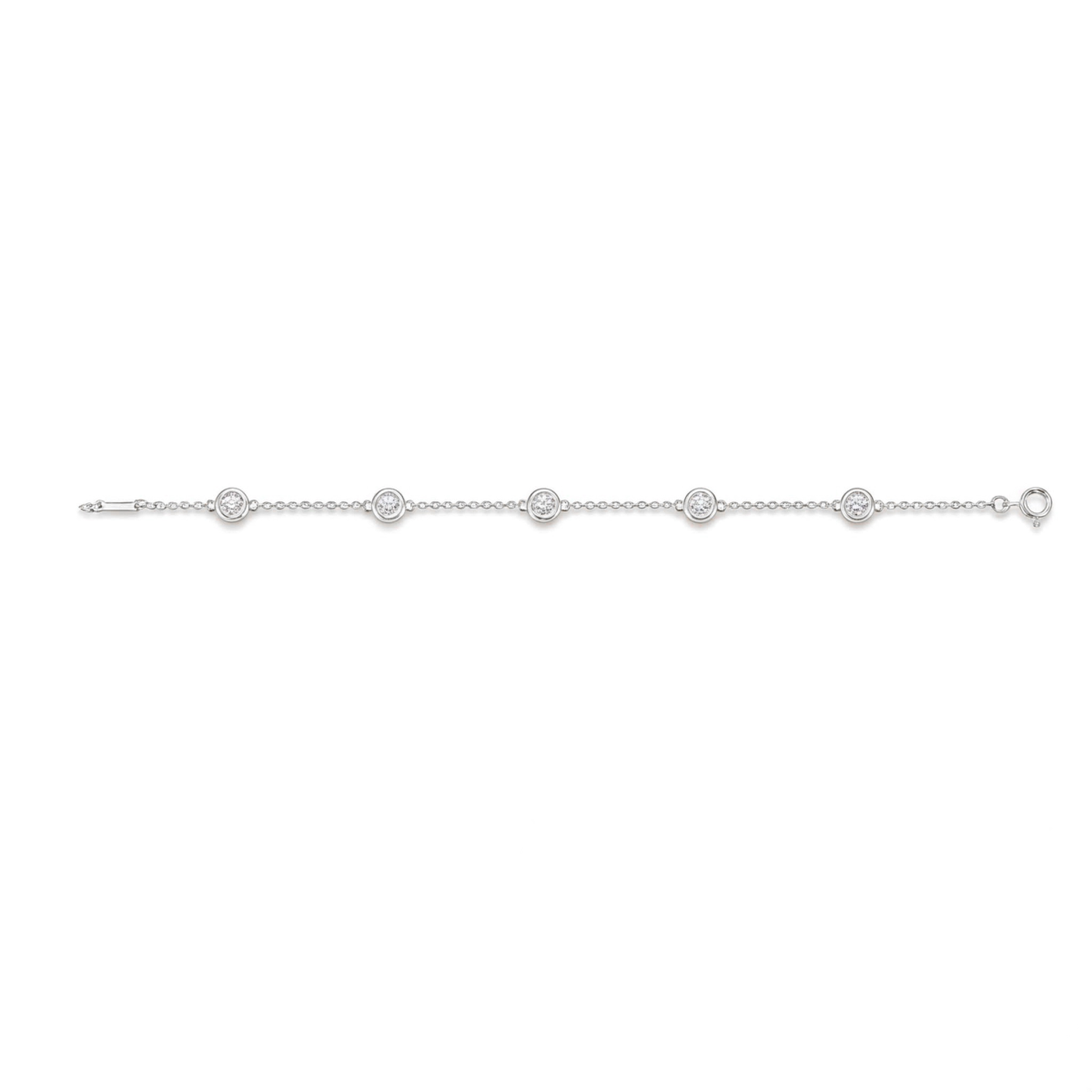 Circlis - Moissanite Armband met Bezelgezette Stenen en Delicate Schakelketting
