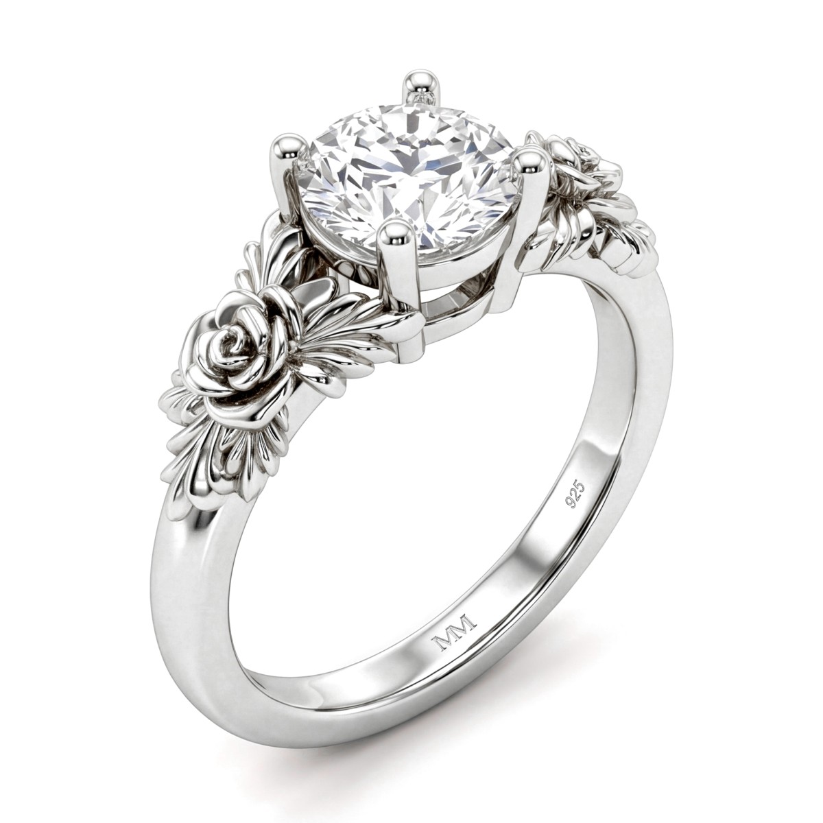 Roselle - Bloemvormige Moissanite Verlovingsring met Pavé Zetting