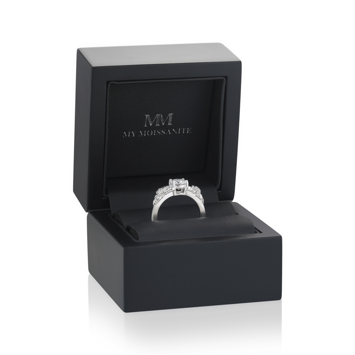 Roselle - Bloemvormige Moissanite Verlovingsring met Pavé Zetting